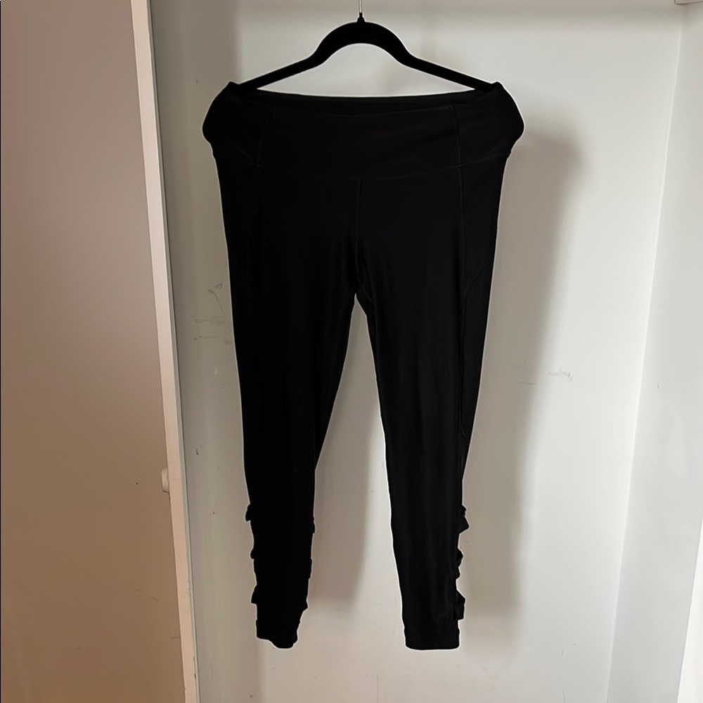 Black Ruffle Hem Leggings